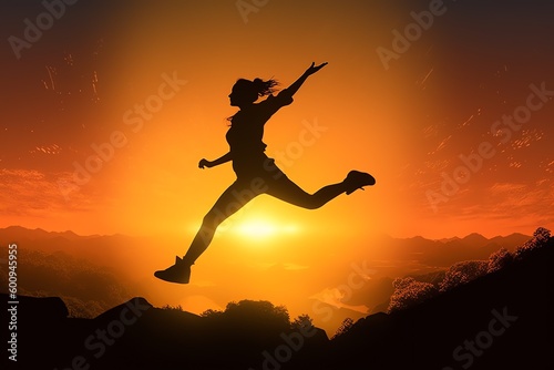 silhouette of jumping woman
