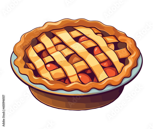 Freshly baked apple pie on yellow plate