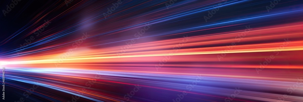 Abstract neon lights in motion. Long exposure bright colors background. Glowing wallpaper.	