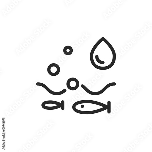 Clean Waters Icon. Outline Vector Healthy Water Bodies and Ecosystems Concept. 