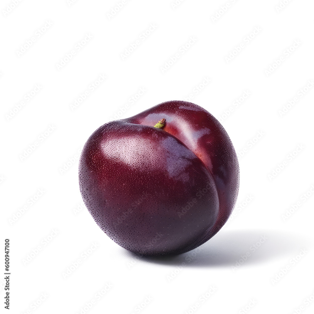 Ideal fresh plum, isolated on a white background, generative AI