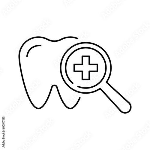 Dental check up line icon, stomatology and dental, magnifying sign vector graphics, isolated on white background. vector illustration