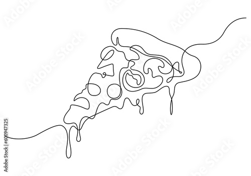sliced pizza in continuous line drawing thin linear