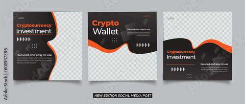 Crypto wallet for social media post design template