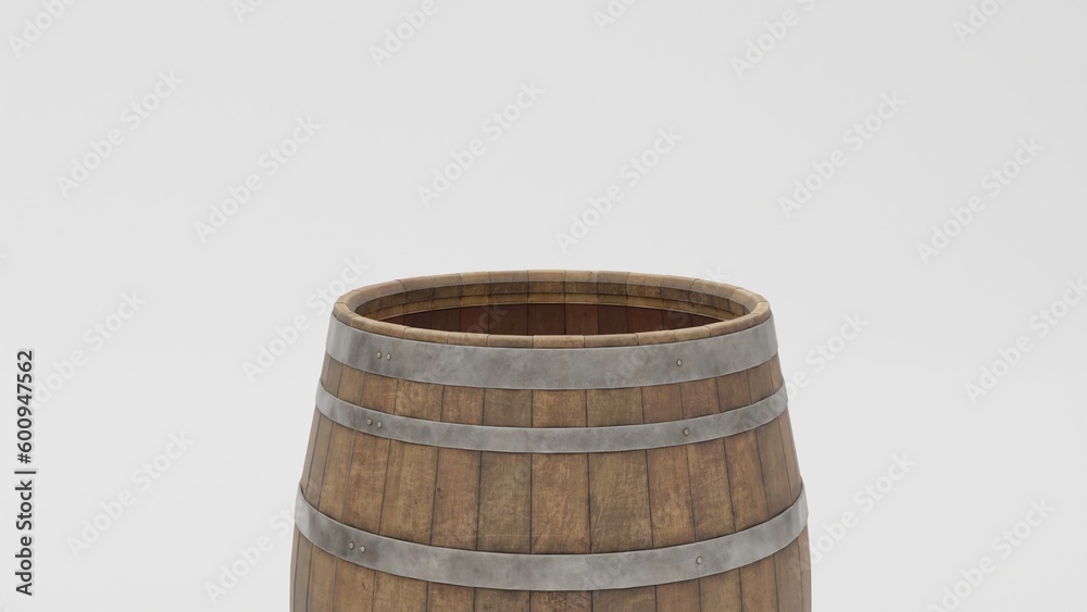 Fototapeta premium wooden wine barrel close up on white background isolated.