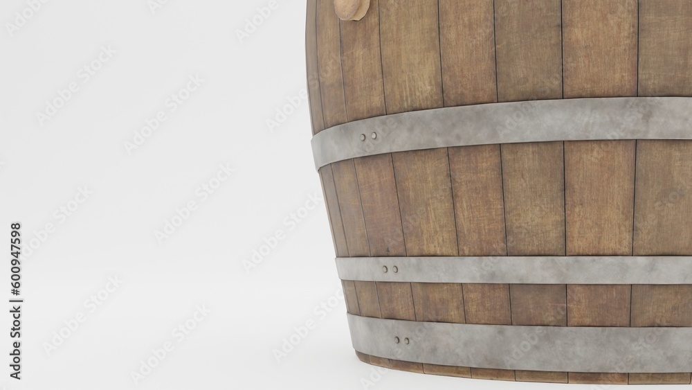 Fototapeta premium wine barrel close-up isolated on white background.