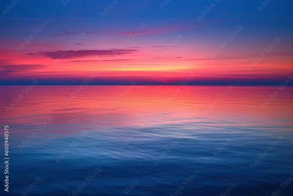 stunning ocean sunset with a vibrant pink and blue sky Generative AI