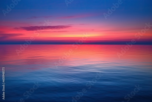 stunning ocean sunset with a vibrant pink and blue sky Generative AI © AkuAku