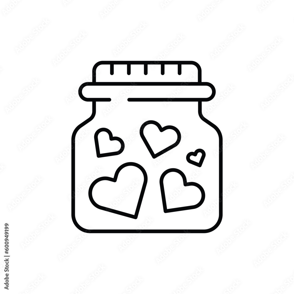 Hearts jar line icon design. isolated on white background. vector illustration