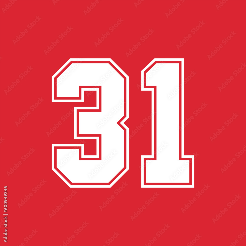 Basketball and Baseball Sport Numbers 31 Basketball and Baseball Sport Numbers 31