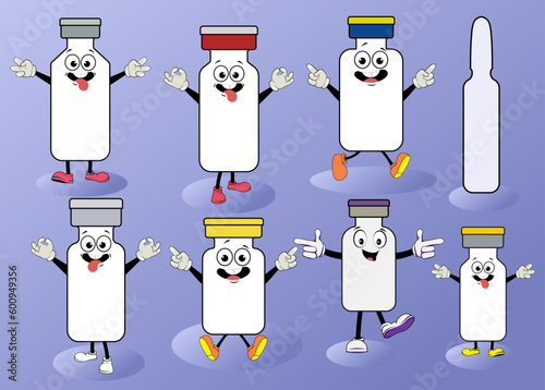 Set of medicine bottles with labels