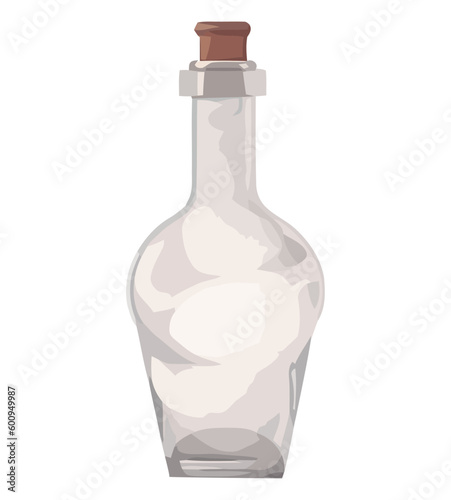 Transparent wine bottle isolated on white