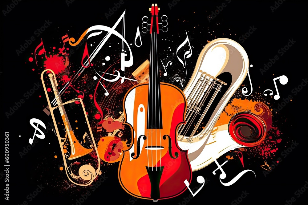 Obraz premium Music background with violin. Generative AI.