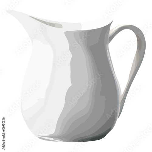 Earthenware milk jug with ornate handle