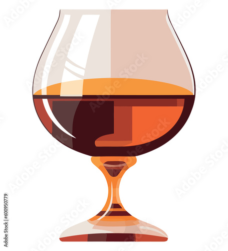 Luxury wineglass filled with golden whiskey liquid