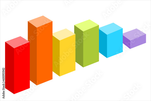 Red with orange with yellow with green with blue and purple Bar Chart infographic and presentation graph template  Flat infographics vector design for financial analytic statistical and business