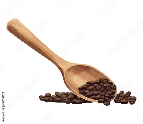 Freshly brewed coffee in wooden spoon scoop