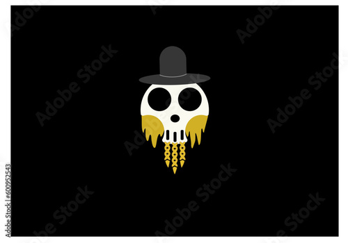 skull logo with a hat on dark background