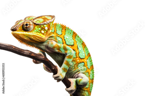 Chameleon on a white background. Generative Ai