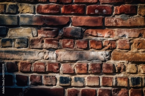 close-up view of a brick wall made of red bricks Generative AI