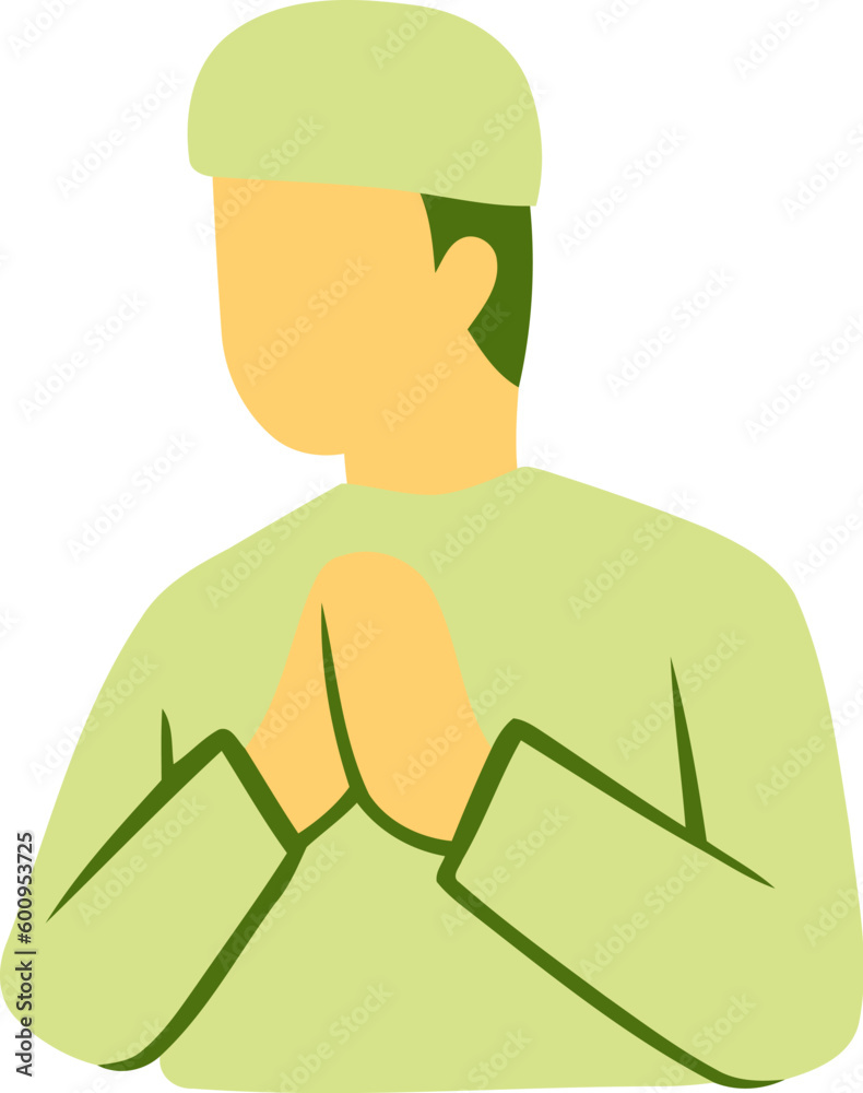 Fototapeta premium Islamic Man with Sorry Gesture Flat Hand Drawn Illustration