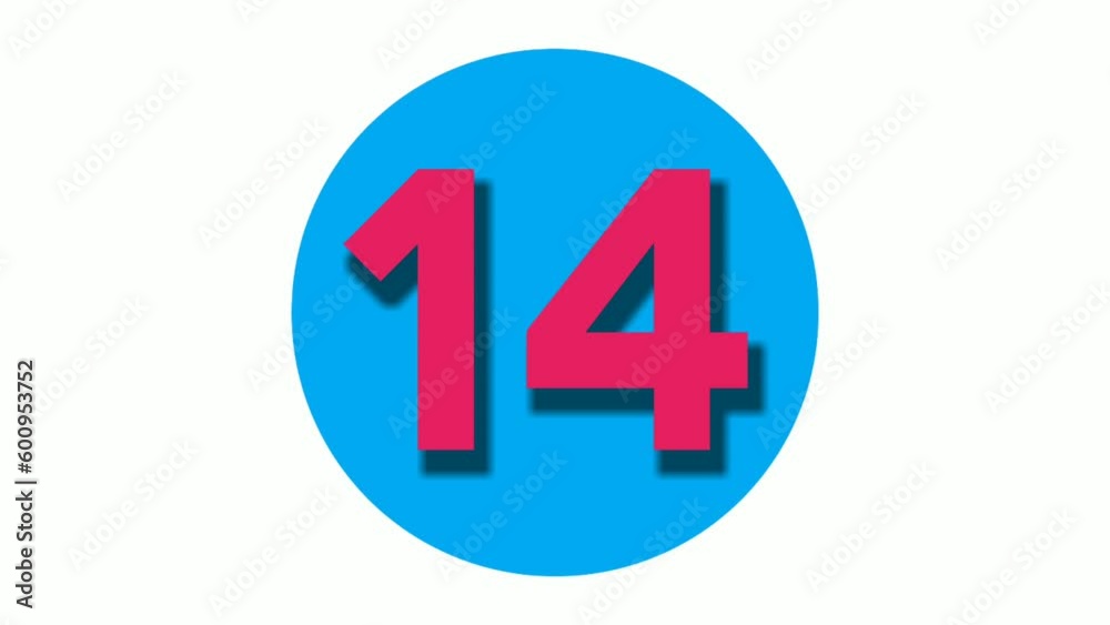 Number fourteen 14 cartoon animation on white background,4k cartoon video number motion graphics for video elements Number fourteen 14 cartoon animation on white background,4k cartoon video number motion graphics for video elements
