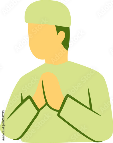 Islamic Man with Sorry Gesture Flat Hand Drawn Illustration