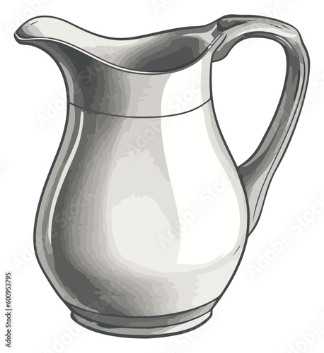 Earthenware milk jug with ornate handle design