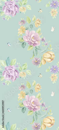Classic Popular Flower Seamless pattern background.Perfect for wallpaper, fabric design, wrapping paper, surface textures, digital paper.