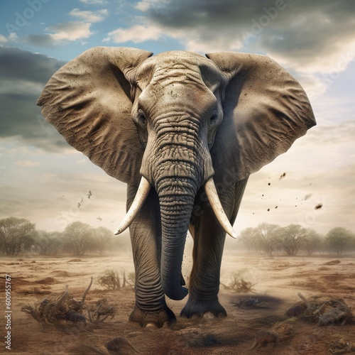 Elephant walking through the wilderness, A.I. Generated © nick
