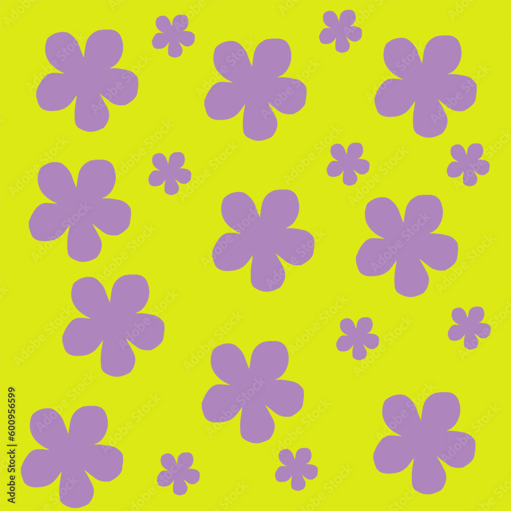 Hand Drawn Flat Floral Pattern Botanical. Bikini Bottom. Spongebob