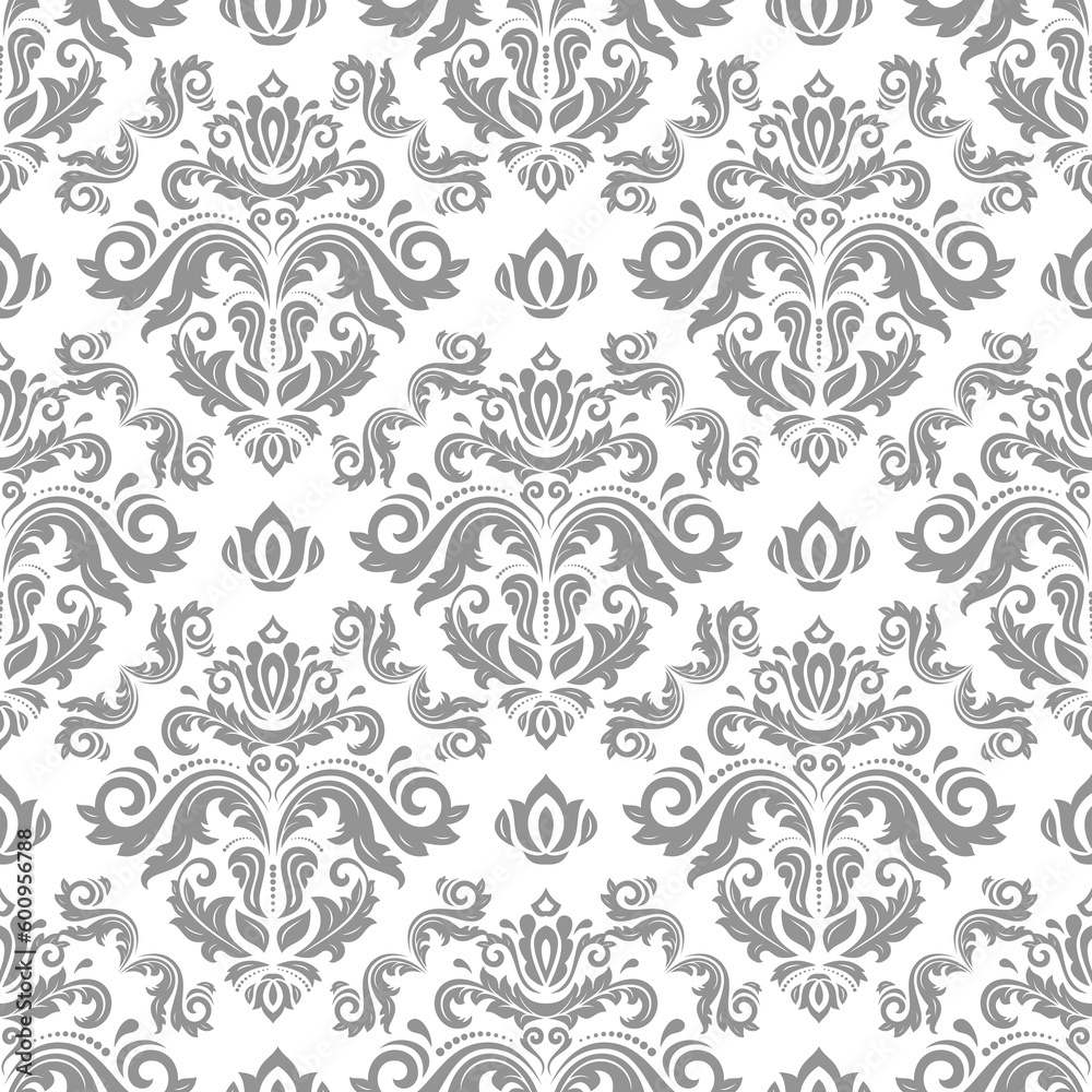 Classic seamless silver pattern. Damask orient ornament. Classic vintage background. Orient ornament for fabric, wallpaper and packaging