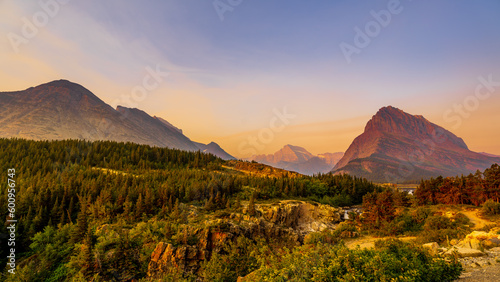 Sunrise over Mount Grinnell in the Many Glaciers area of Glacier National Park in Montana, USA photo