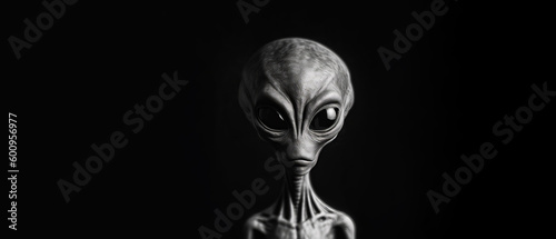 An alien on a black background. Generative AI.