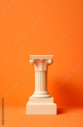 Murais de parede decorative white column plinth with space for item isolated on orange studio bac