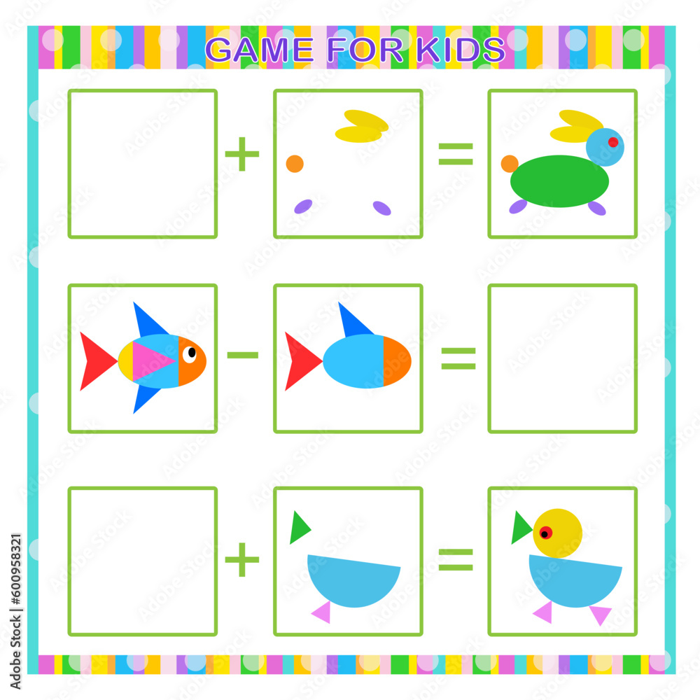 Educational game for kids. Children activity page. Worksheet.