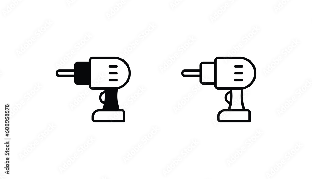 Drill Machine icon design with white background stock illustration