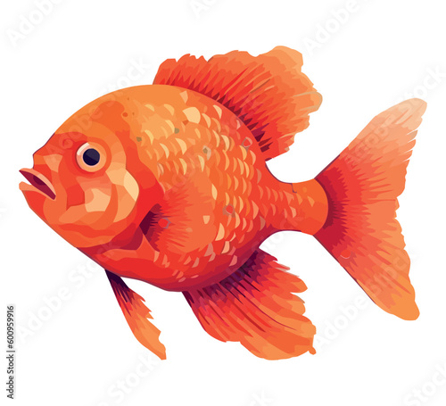 Multi colored goldfish swimming in blue water