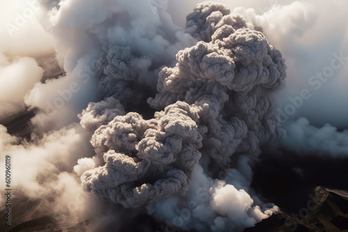 Volcanic smoke and ash emission. Generative AI