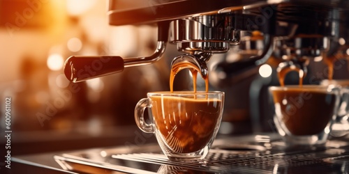 espresso machine in cafe, generative ai
