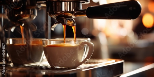 espresso machine in cafe, generative ai