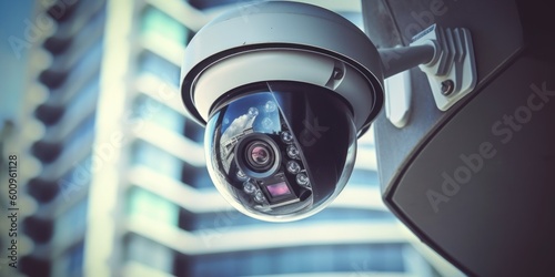 an external surveillance camera in the city. generative ai