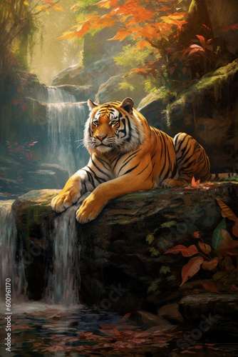 Tiger by waterfall © patryk66