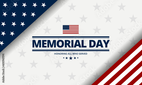 Memorial day background design with honoring all who served text