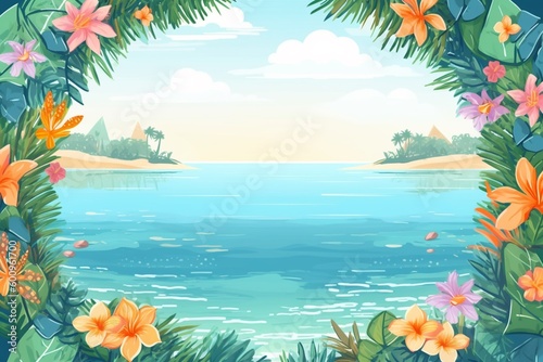 Summer Background Illustration  A Beautiful Beach Scene Created with Generative AI