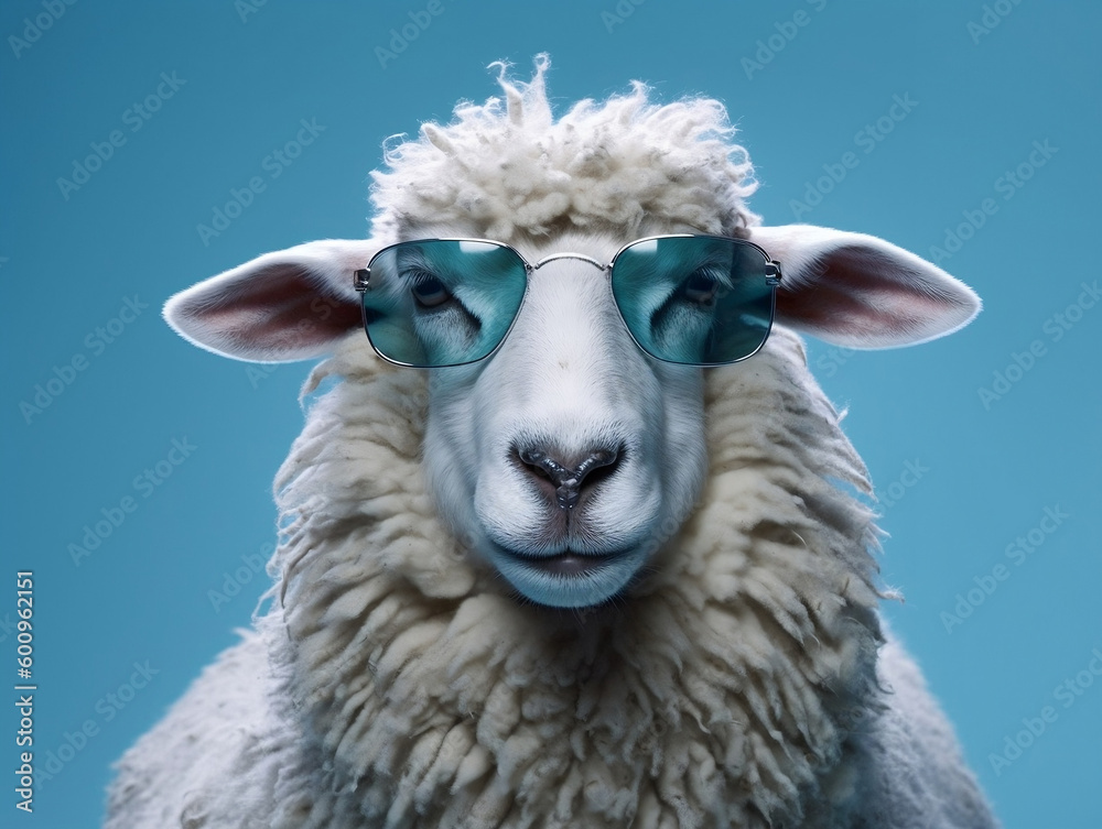 portrait of a camel sheep with cool sunglasses. Generative ai