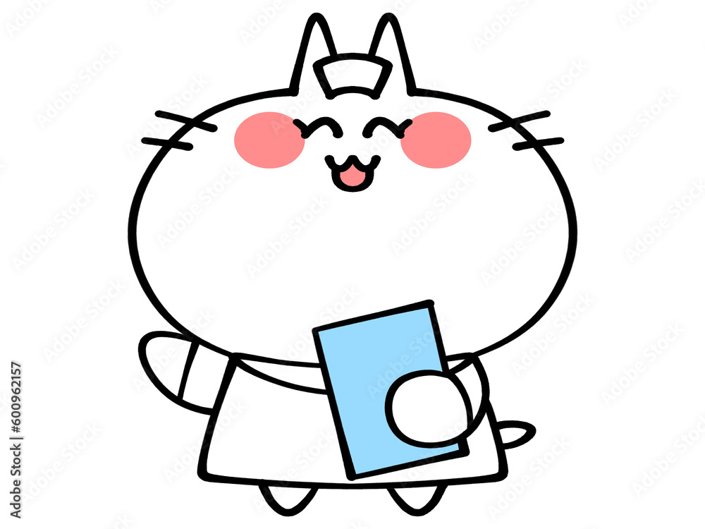 右手を指して案内するナースにゃんこイラスト素材 右手を指して案内するナースにゃんこイラスト素材