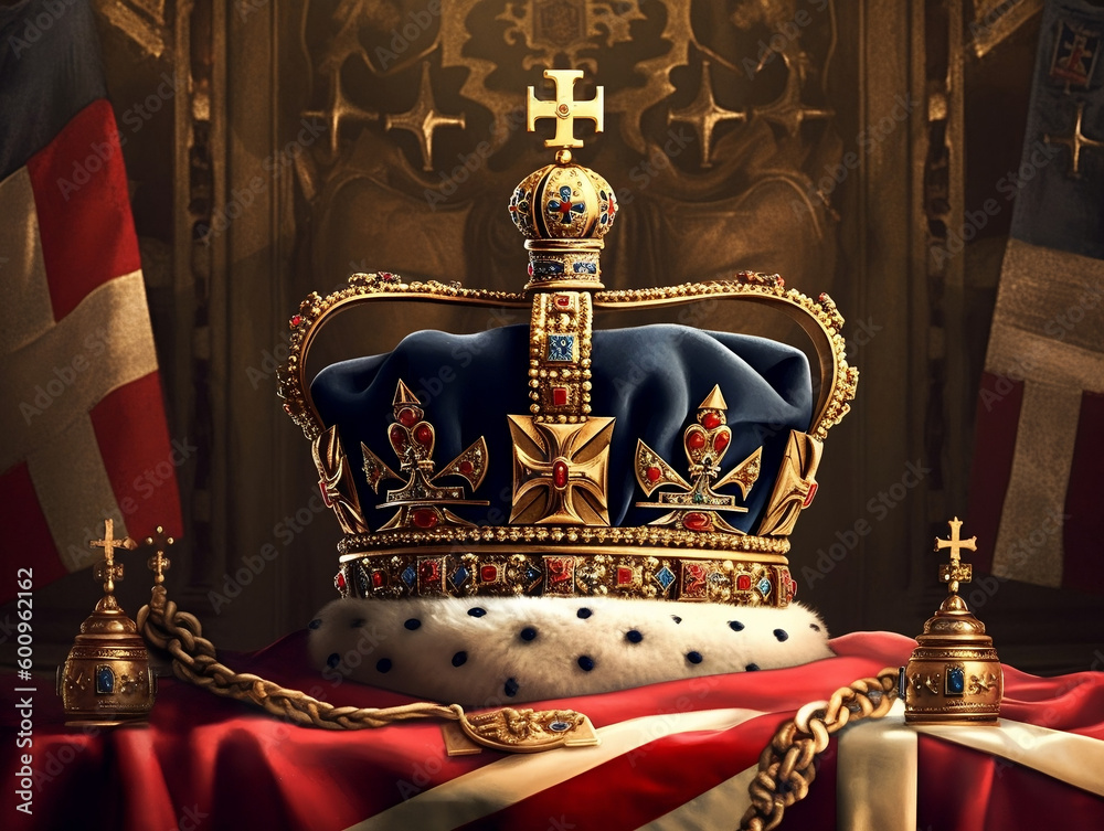 The throne and crown of the UK is now given to king Charles. Generative ...