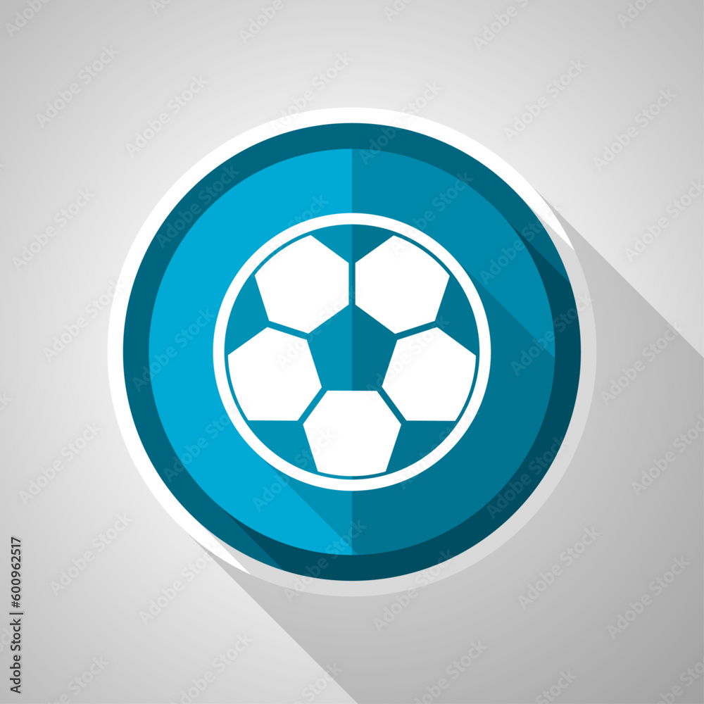 Soccer symbol, flat design vector blue icon with long shadow Soccer symbol, flat design vector blue icon with long shadow