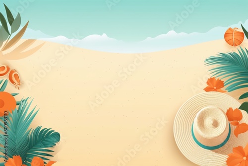 Summer Background Illustration  A Beautiful Beach Scene Created with Generative AI